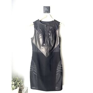 Alexander Wang Size 6 Stretch Black Bodycon Sheer Mini Dress Sidezip